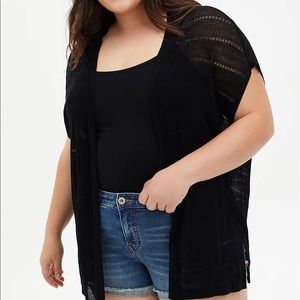 Torrid 5/6 Pointelle Open Front Kimono Cardigan